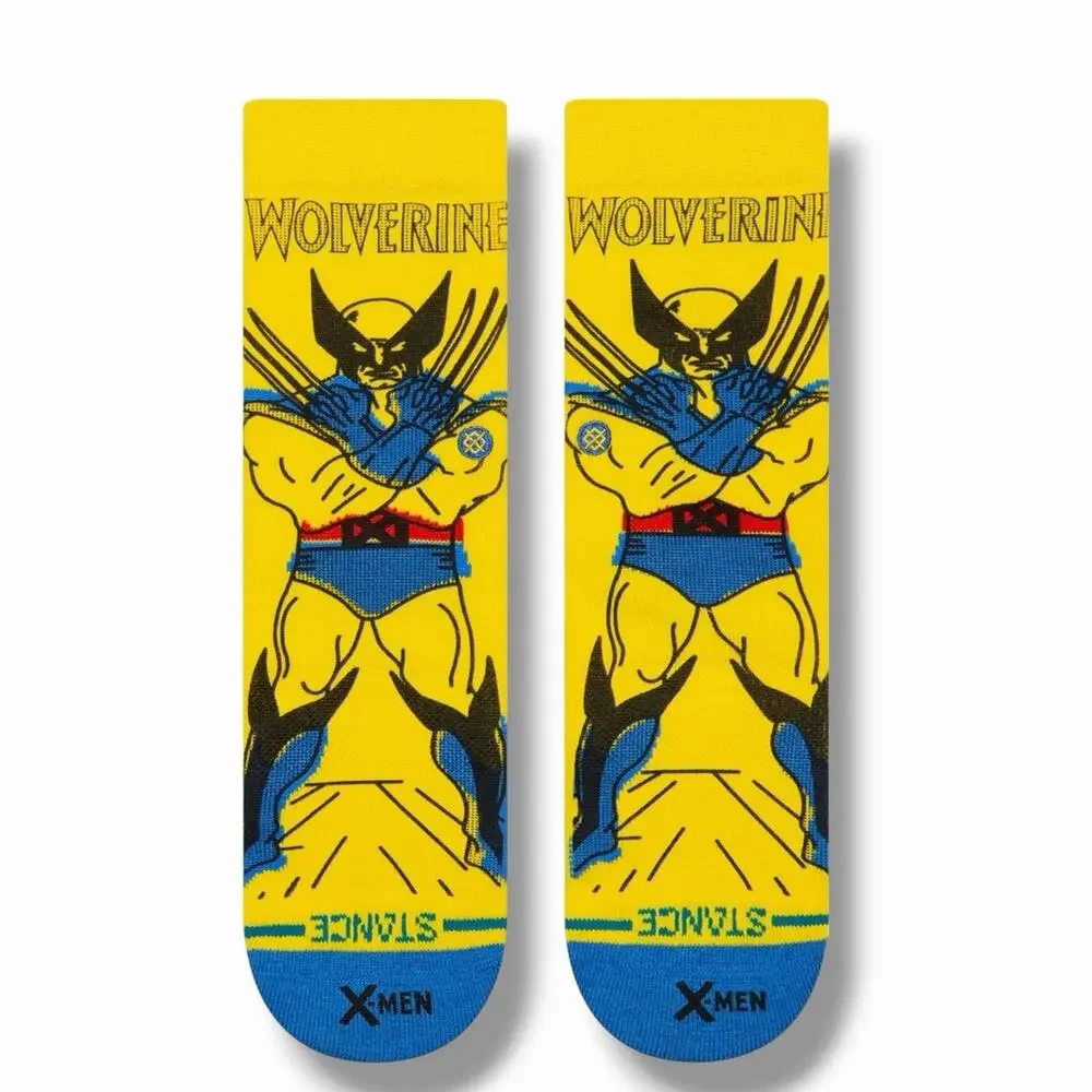 Marvel X Stance Wolverine Yellow Crew Socks Kids Size Large Brand NEW